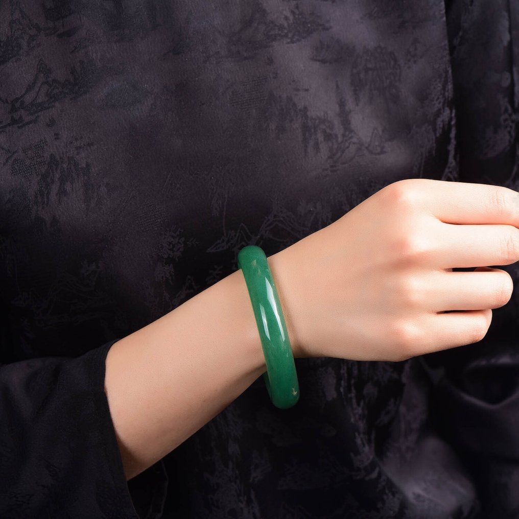 无储备 - ALGT认证 - 高度独特的天然石英岩玉手镯 清晰与色彩的引人注目的结合- 55.25 g #1.0