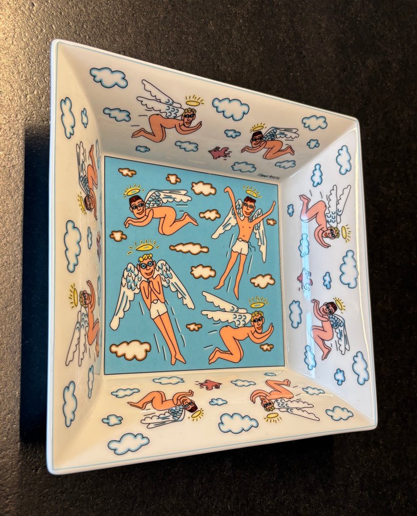 James Rizzi (1950-2011) - Sculpture, FLY ON MY SWEET ANGELS - 6 cm - Porcelain #1.0