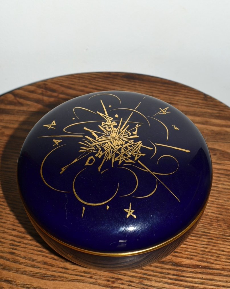 Georges Mathieu Candy Box  for Sèvres Sevres Georges Mathieu Candy Box Bonbonniere Lid Deep Blue