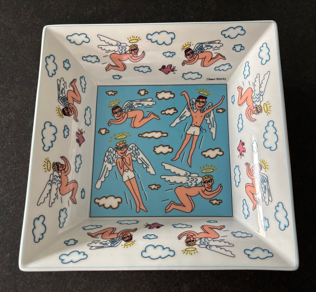 James Rizzi (1950-2011) - Sculpture, FLY ON MY SWEET ANGELS - 6 cm - Porcelain #2.1