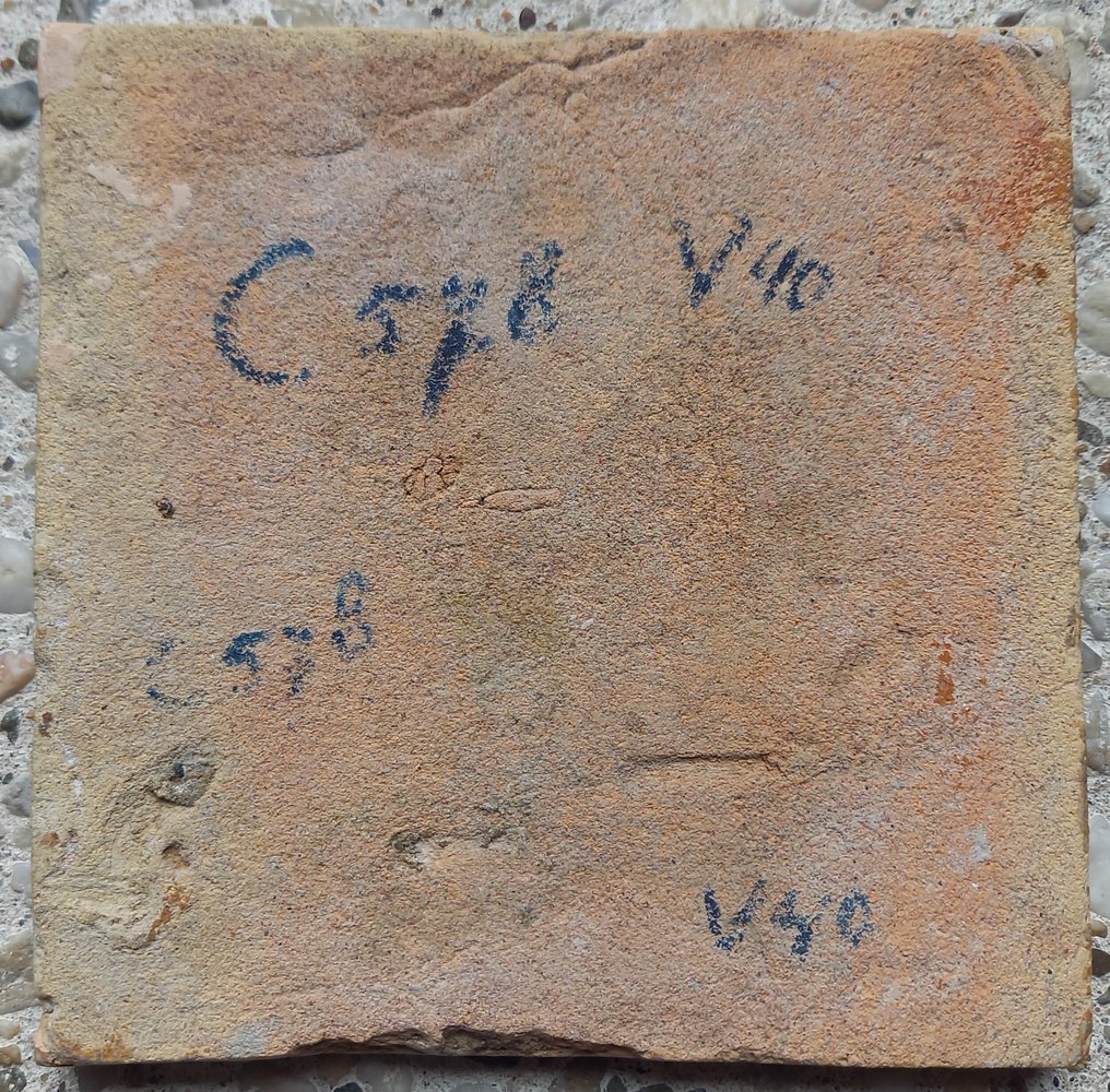  Πλακάκι - Αρχαία πλακάκι με καλάθι φρούτων - 1600-1650  #4.3