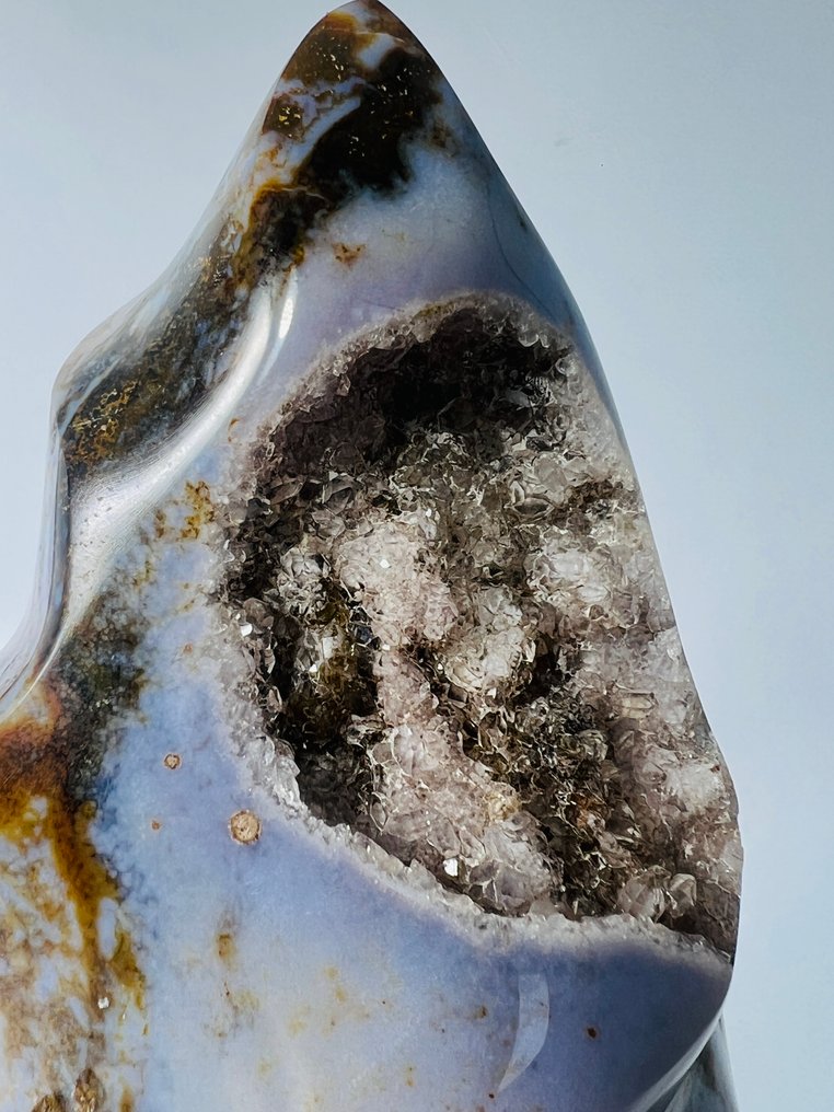 Fiamma di Giada Oceanica Blu Dorata con tasca di druzy scintillante - Altezza: 185 mm - Larghezza: 110 mm- 1532 g - (1) #3.2