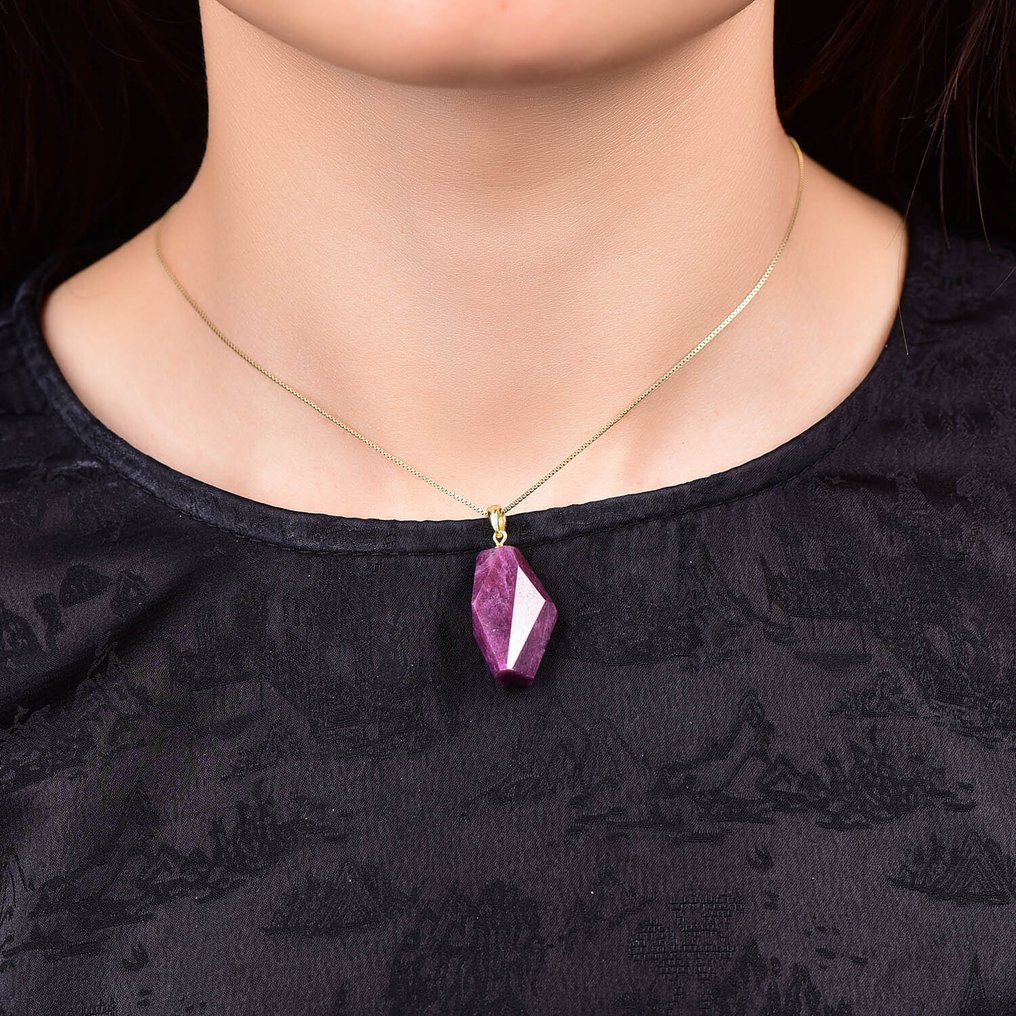 Fără rezervă - Certificat ALGT - Pandantiv de rubin natural extrem de exclusivist Remarcabil pentru nuanța sa vie- 9.31 g #1.0