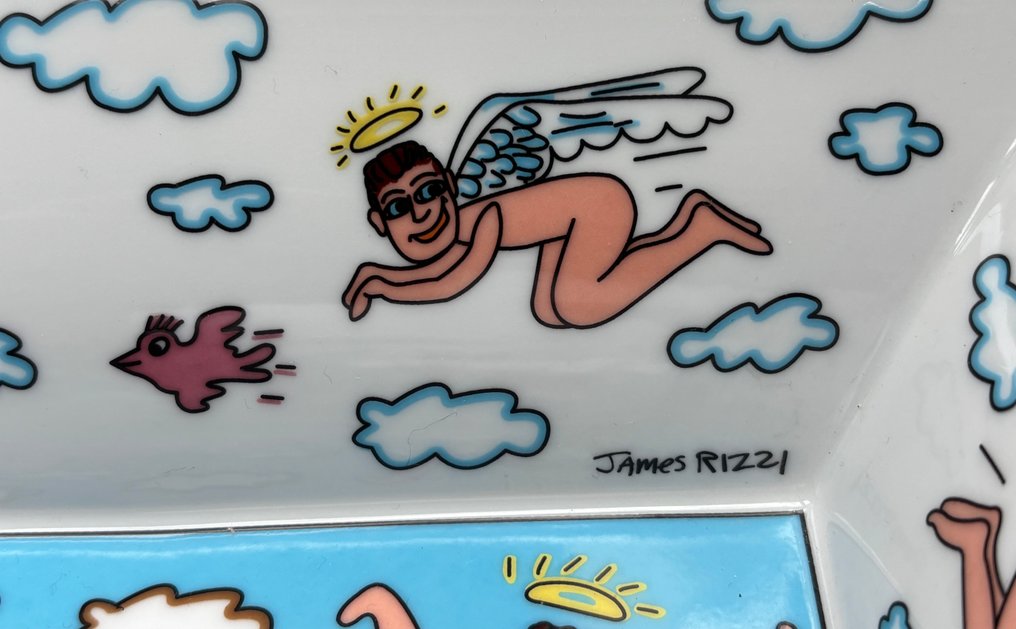 James Rizzi (1950-2011) - Sculpture, FLY ON MY SWEET ANGELS - 6 cm - Porcelain #1.0