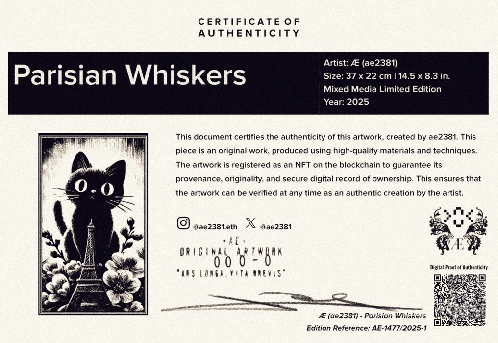 Æ (XX-XXI) - Kitty Collector - Jiji (2025) - Collectible! Signed & CoA #4.3