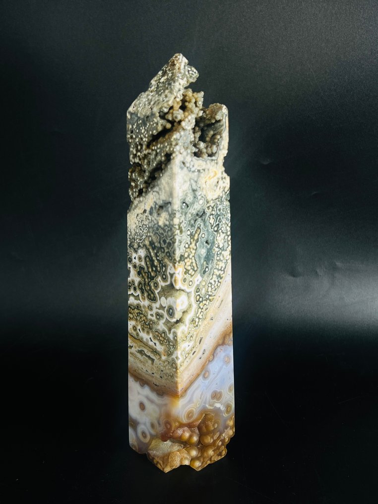 高级8号脉海洋碧玉 装饰性和充满活力的塔 - 高度: 212 mm - 宽度: 45 mm- 702 g - (1) #1.0