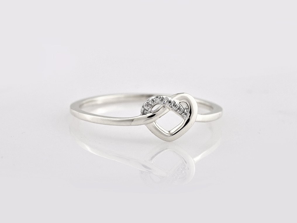 没有保留价 - 戒指 - 14K包金 白金 -  0.02ct. tw. 钻石 (天然)  #4.3