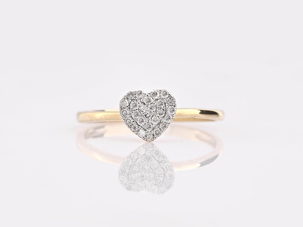 沒有保留價 - 戒指 - 14 克拉 黃金 - 0.13ct. tw. 鉆石 (天然) #1.0