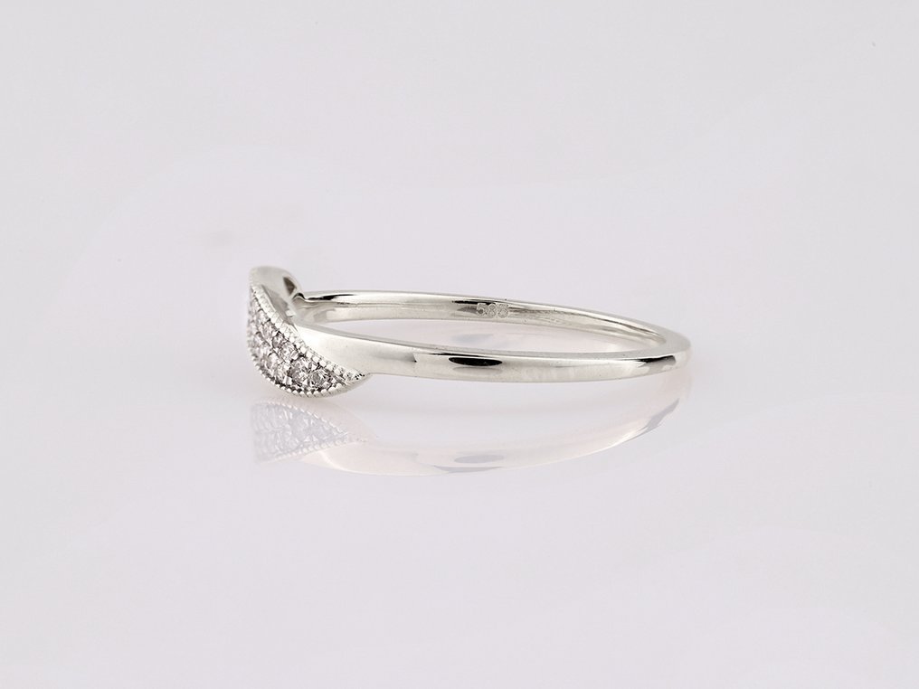 Fără preț de rezervă - Inel - 14 ct. Aur alb - 0.07ct. tw. Diamant (Natural) #3.2