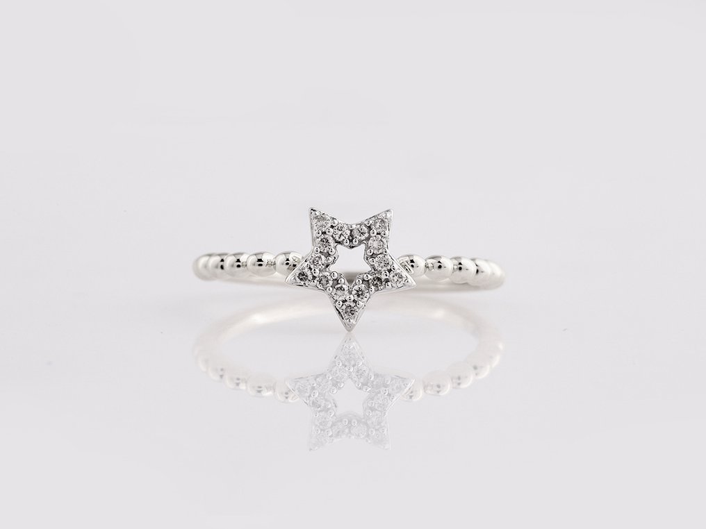 χωρίς τιμή ασφαλείας - Δαχτυλίδι - 14 καράτια Λευκός χρυσός - 0.09ct. tw. Διαμάντι (Φυσικό) #1.0