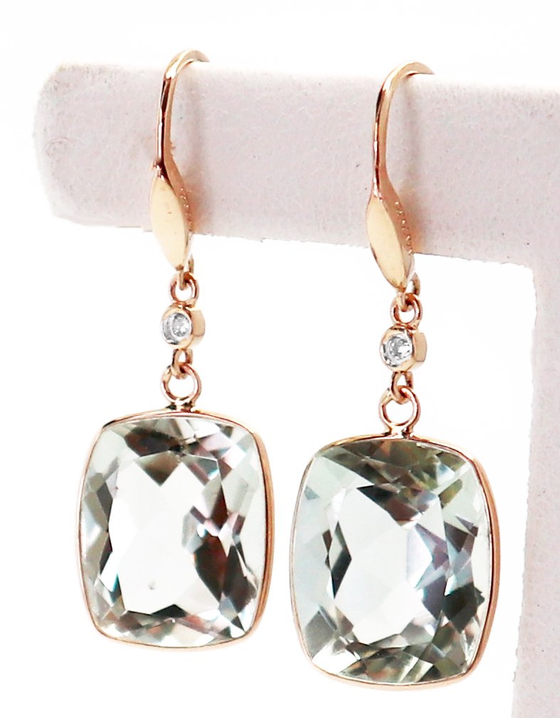 没有保留价 - 耳环 - 14K包金 黄金 石英 - 钻石 #3.2