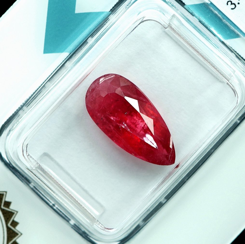 1 pcs  Piros, Narancssárga Rodolit  - 3.45 ct - Nemzetközi Gemmológiai Intézet (IGI) - *** RHODONITE *** #3.2