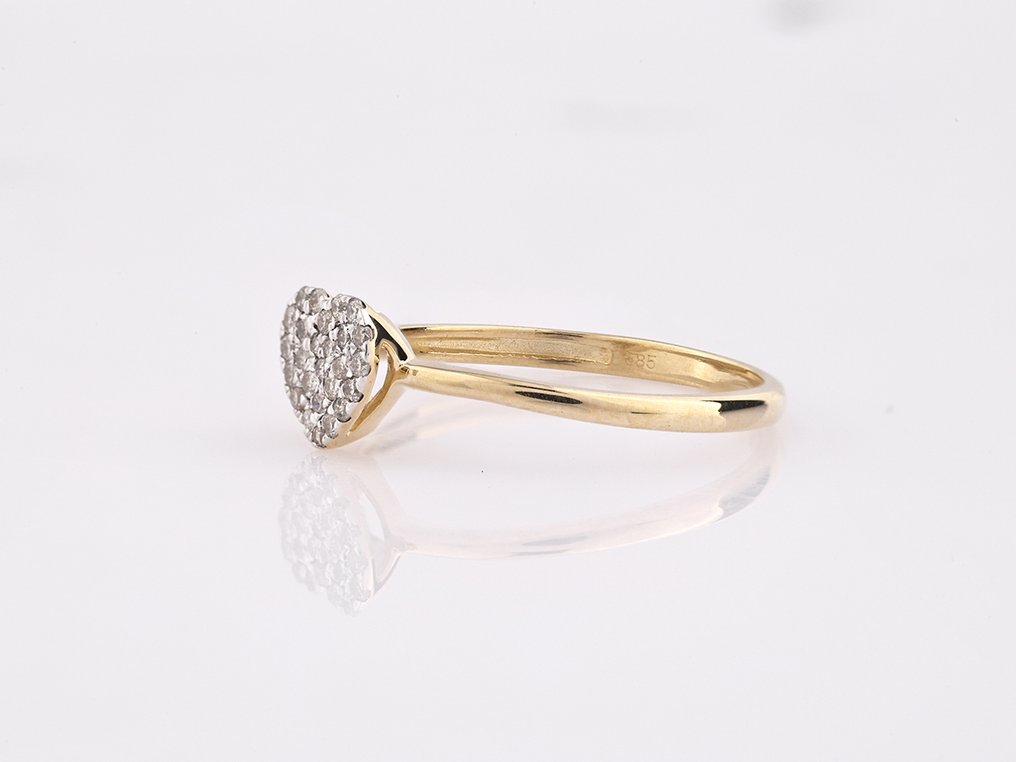 沒有保留價 - 戒指 - 14 克拉 黃金 - 0.13ct. tw. 鉆石 (天然) #2.1