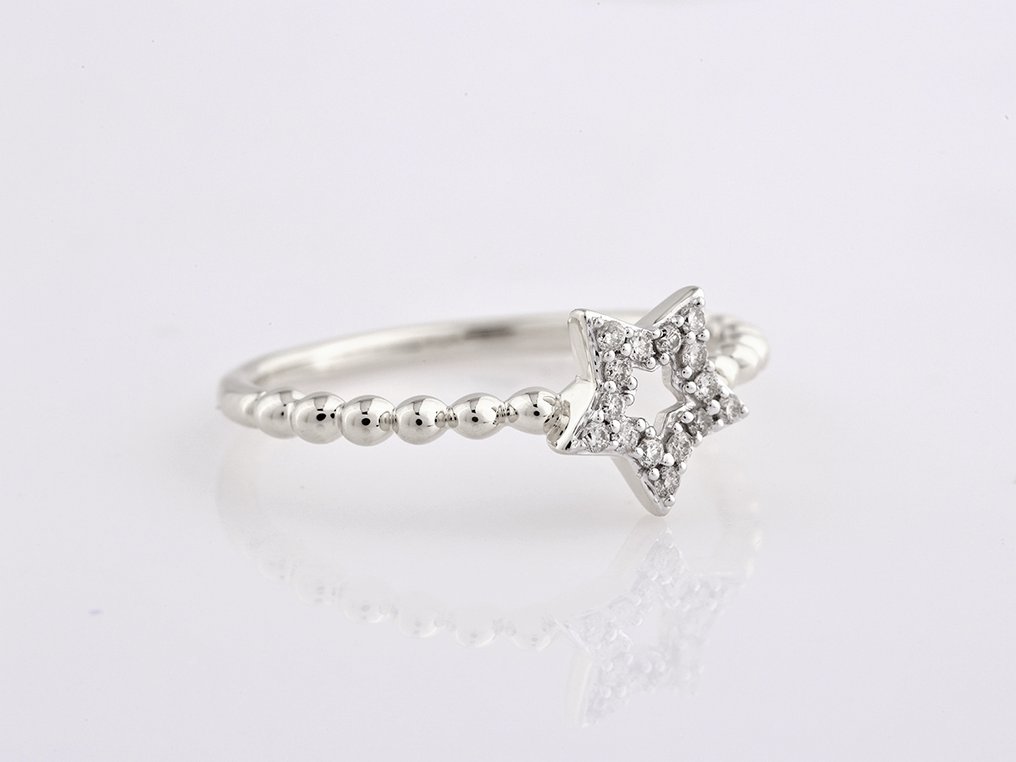 χωρίς τιμή ασφαλείας - Δαχτυλίδι - 14 καράτια Λευκός χρυσός - 0.09ct. tw. Διαμάντι (Φυσικό) #4.3