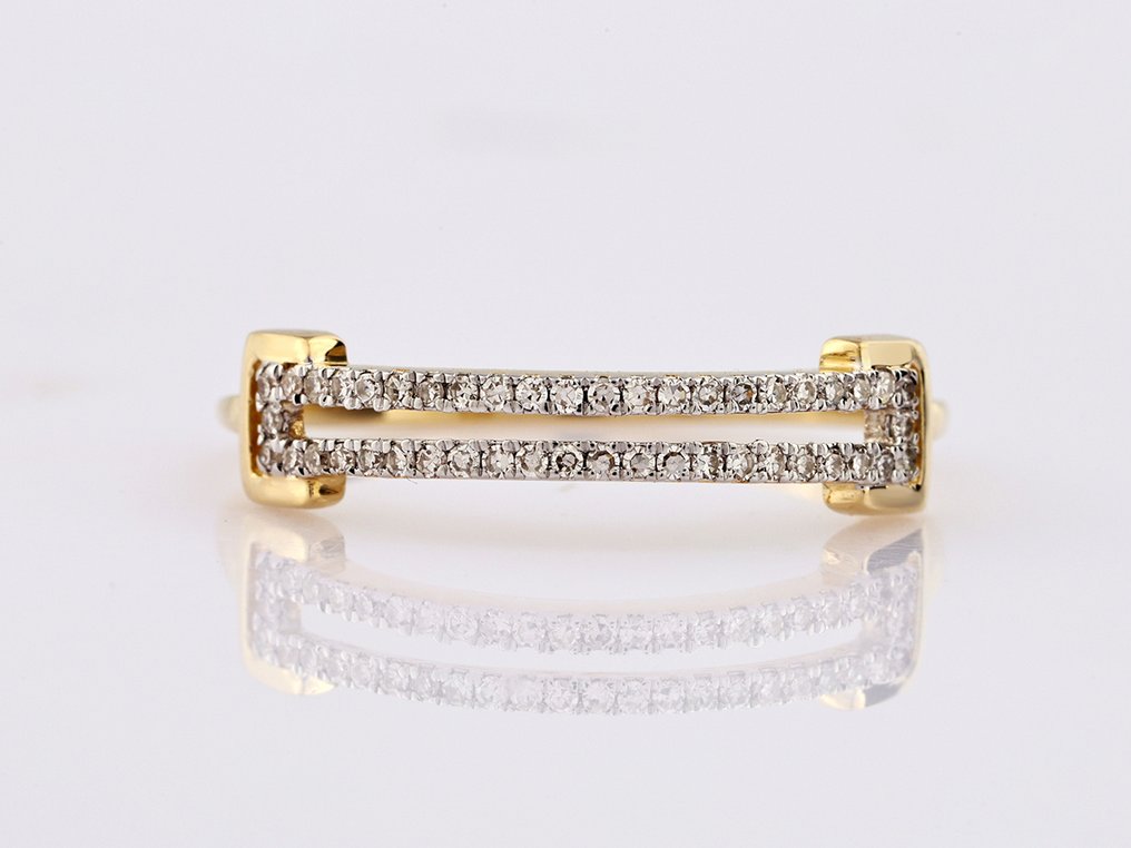 沒有保留價 - 戒指 - 14 克拉 黃金 -  0.14ct. tw. 鉆石 (天然)  #1.0