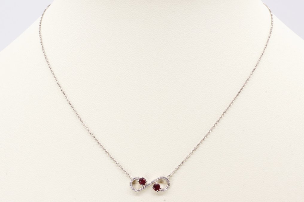 Tiffany & Co. - 项链 - Ruby & Diamond Enchant 白金 - 0.29ct. tw. 红宝石 - 钻石 #2.1