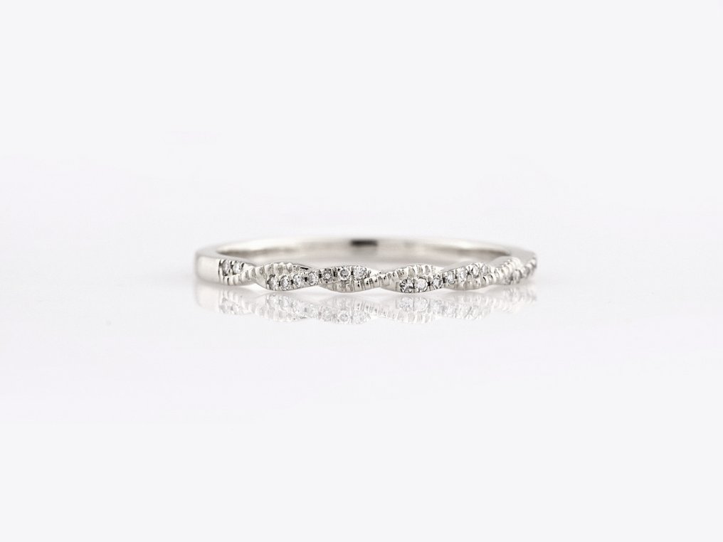 χωρίς τιμή ασφαλείας - Δαχτυλίδι - 14 καράτια Λευκός χρυσός -  0.05ct. tw. Διαμάντι (Φυσικό)  #1.0