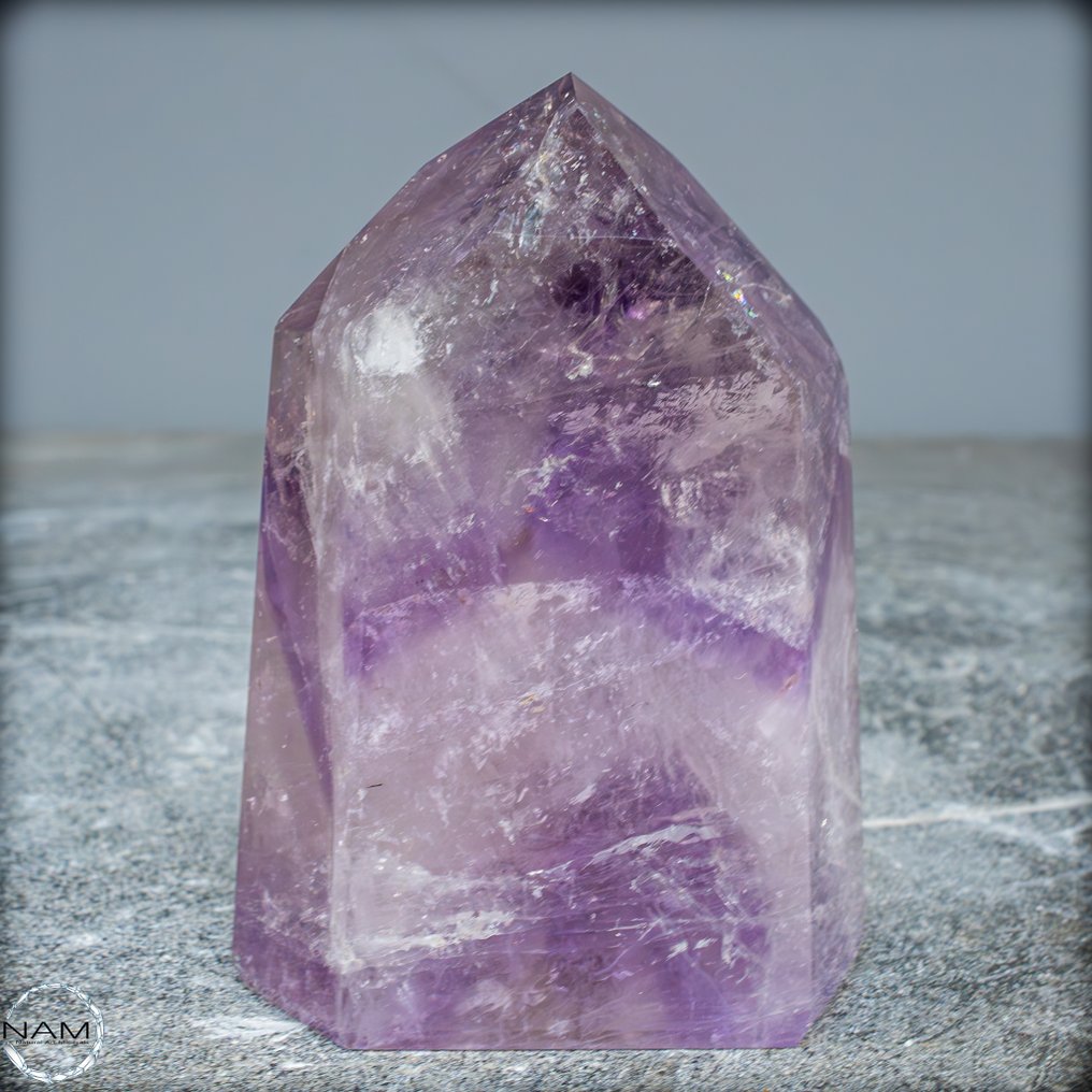 天然一流品质紫色幽灵紫水晶 方尖碑- 447.83 g #1.0