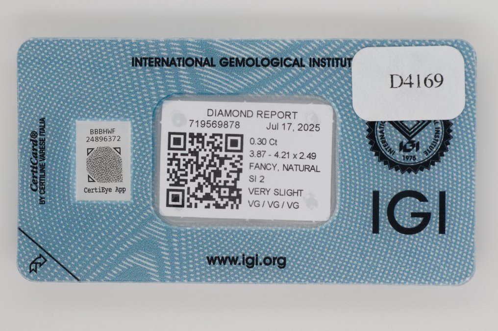 没有保留价 - 1 pcs 钻石  (天然色彩的)  - 0.30 ct - 心形 - Fancy intense 稍帶棕色的 黄色 - SI2 微内含二级 - 国际宝石研究院（IGI） #3.2