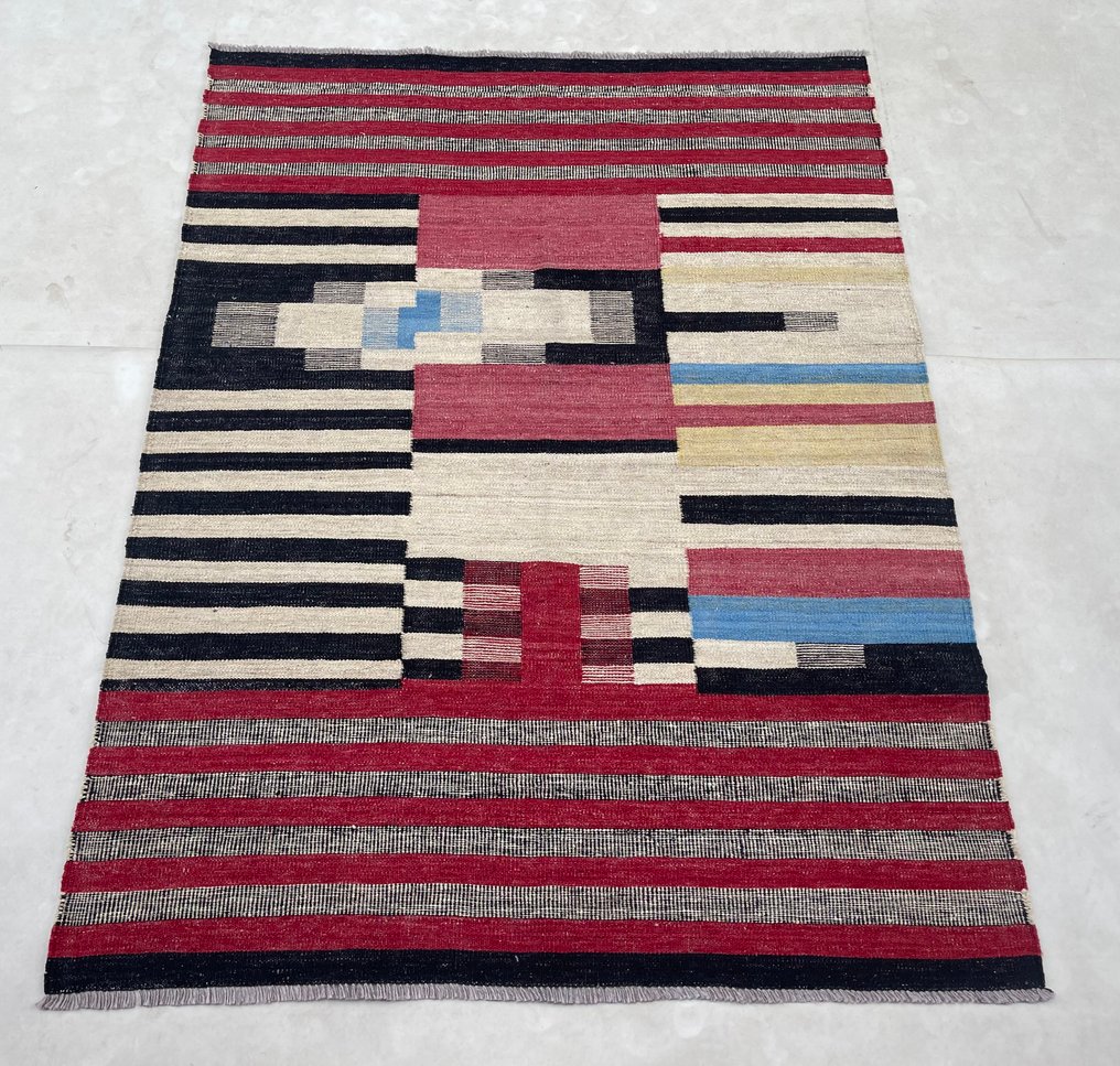 阿富汗现代毯子 -（未使用）- 未用过 - 新的 - 羊毛 - 手工编织 - 阿富汗 - 凯利姆平织地毯 - 181 cm - 138 cm #2.1