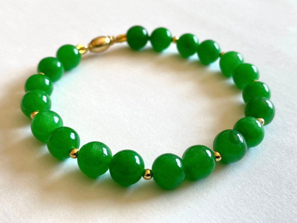 18 克拉(750)黄金 - 缅甸绿色翡翠 - 手镯 #2.1