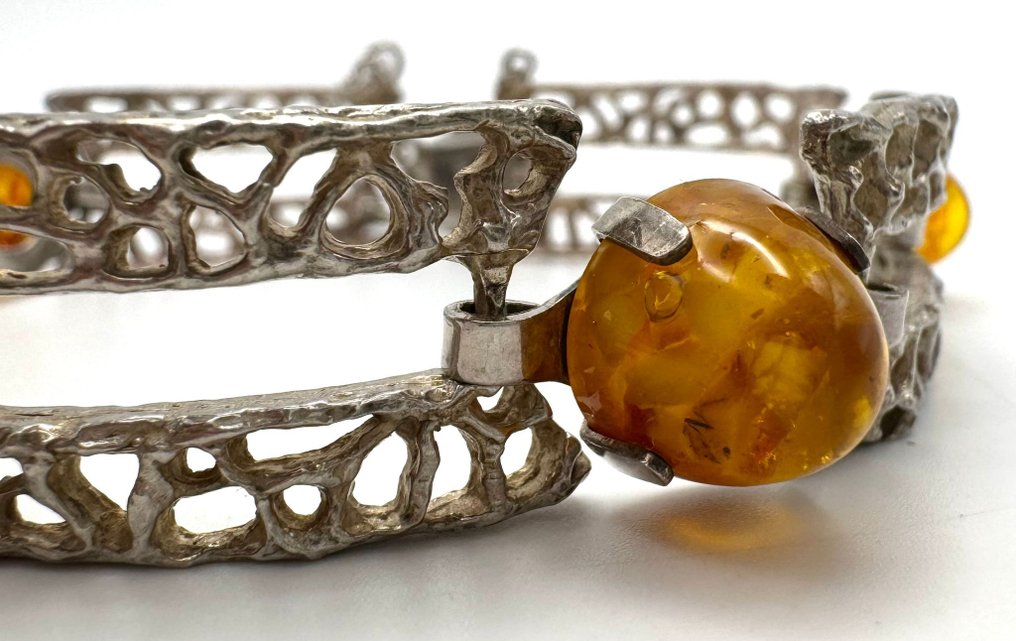 Ei pohjahintaa - Rannekoru Hopea Meripihka - Meripihka #3.2