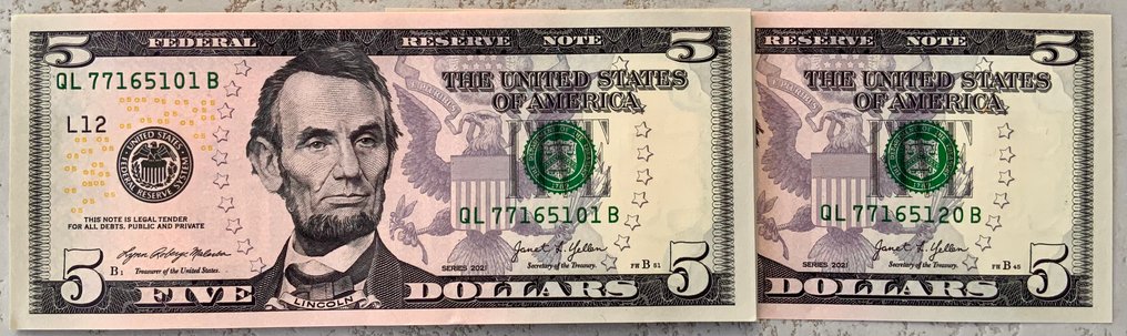 美国. - 20 x 5 Dollars - 2021  (没有保留价) #1.0