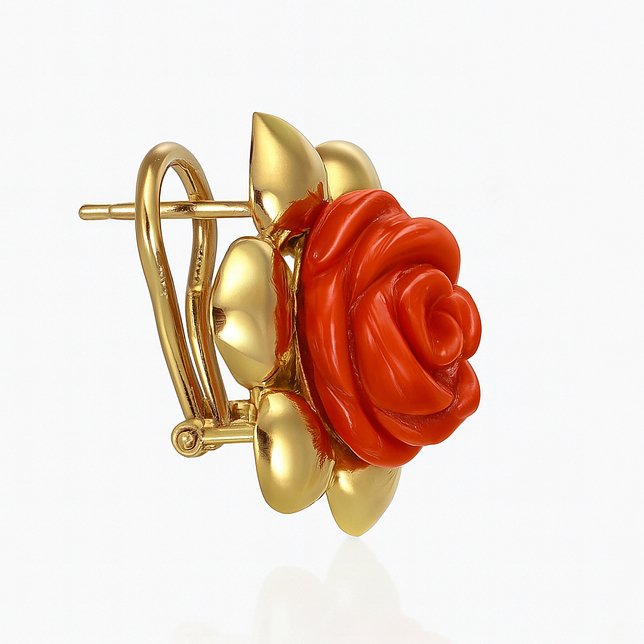 Boucles d'oreilles - 18 carats Or jaune - Corail #4.3