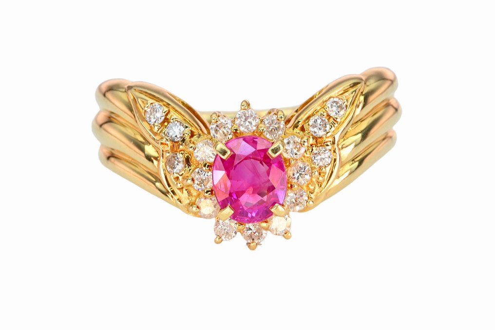 Ring 18K Yellow Gold Ruby - Diamond #1.0