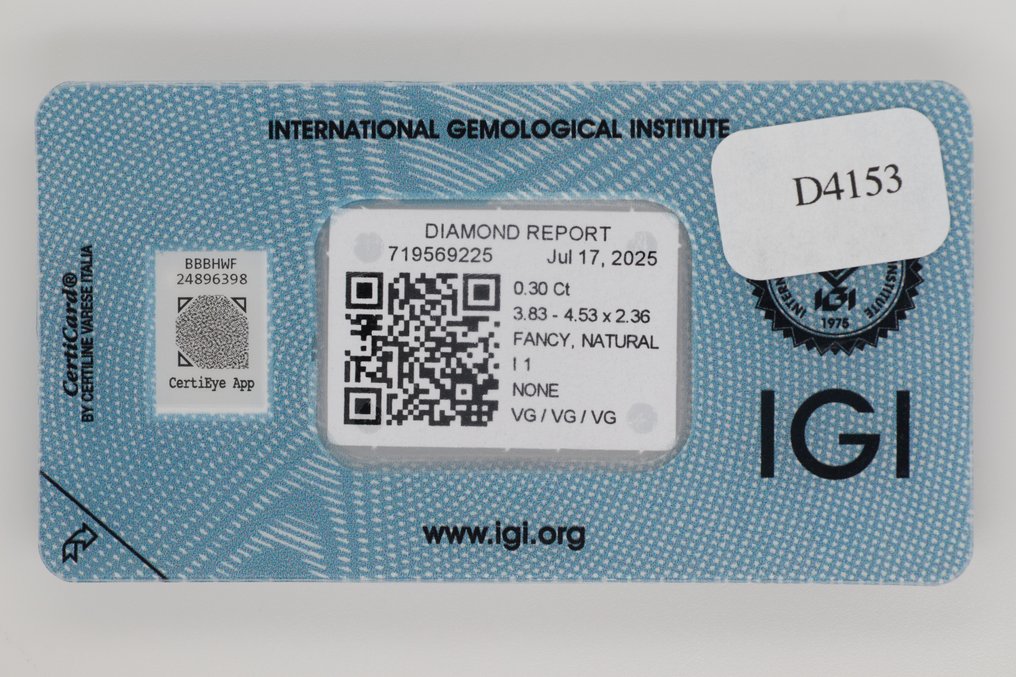 沒有保留價 - 1 pcs 鑽石 (天然彩色) - 0.30 ct - 心形 - Fancy 淡褐色 黃色 - I1 - 國際寶石學院(International Gemological Institute (IGI)) #3.2