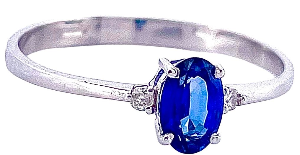 沒有保留價 - 戒指 - 18 克拉 白金 藍寶石 - 鉆石 #3.2