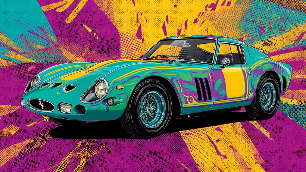 CARCANVAS_IT - SET of 4 Vintage Ferrari 250 in Keith Haring Pop Art Livrea style each 50 x 90 cm #2.1