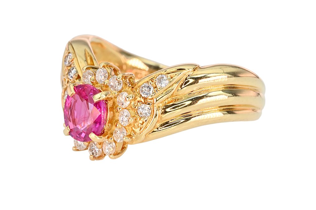 Ring 18K Yellow Gold Ruby - Diamond #1.0