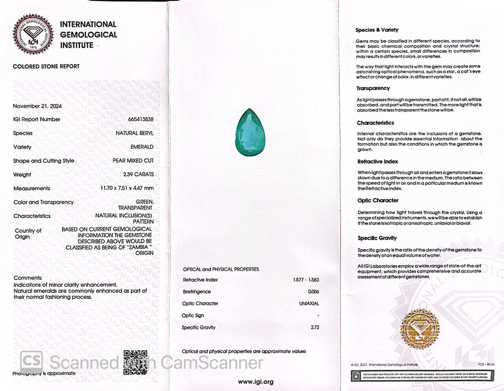 1 pcs Zöld Smaragd - 2.39 ct - Nemzetközi Gemmológiai Intézet (IGI) - Nincs tartalék #2.1