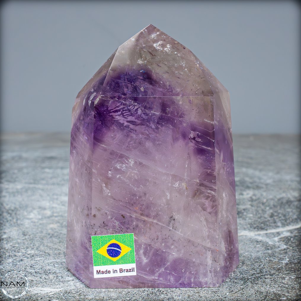 天然一流品质紫色幽灵紫水晶 方尖碑- 447.83 g #1.0