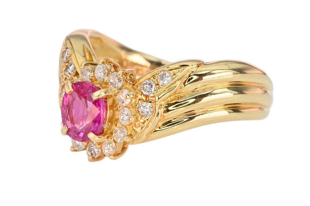 Ring 18K Yellow Gold Ruby - Diamond #4.3