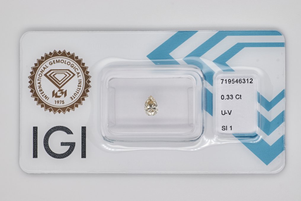 Fără preț de rezervă - 1 pcs Diamant (Natural) - 0.33 ct - Pară - N (colorat) - SI1 - IGI (Institutul gemologic internațional) #1.0