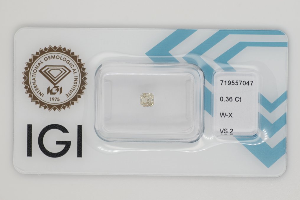 没有保留价 - 1 pcs 钻石  (天然)  - 0.36 ct - 方形 - VS2 轻微内含二级 - 国际宝石研究院（IGI） - W-X #1.0