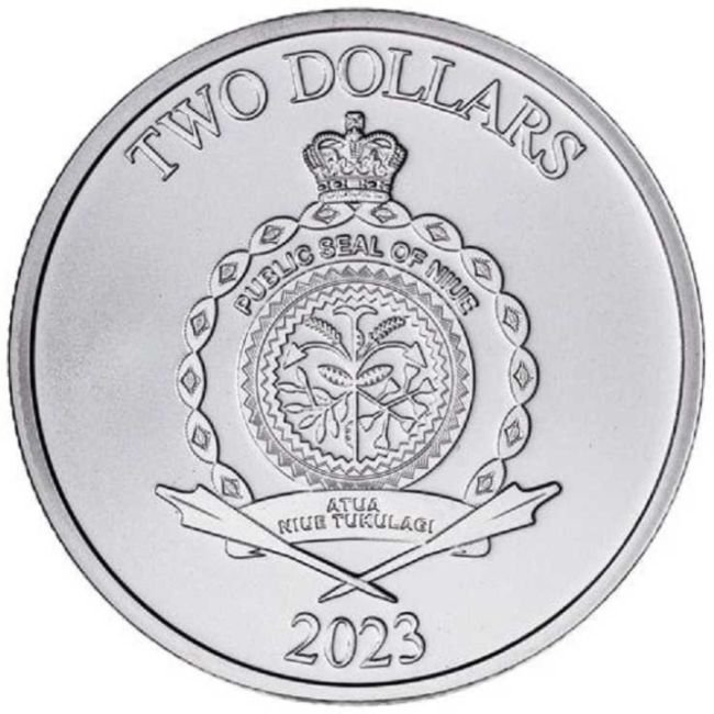 纽埃. 2 Dollars 2023 1 oz $2 Niue Ram of Calvary Silver Coin BU  (没有保留价) #1.0