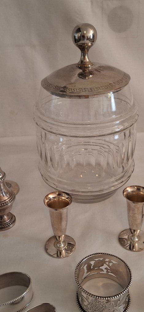 Napkin ring (15) - Laminated silver and 19th-century crystal. - various laminated silver #2.1