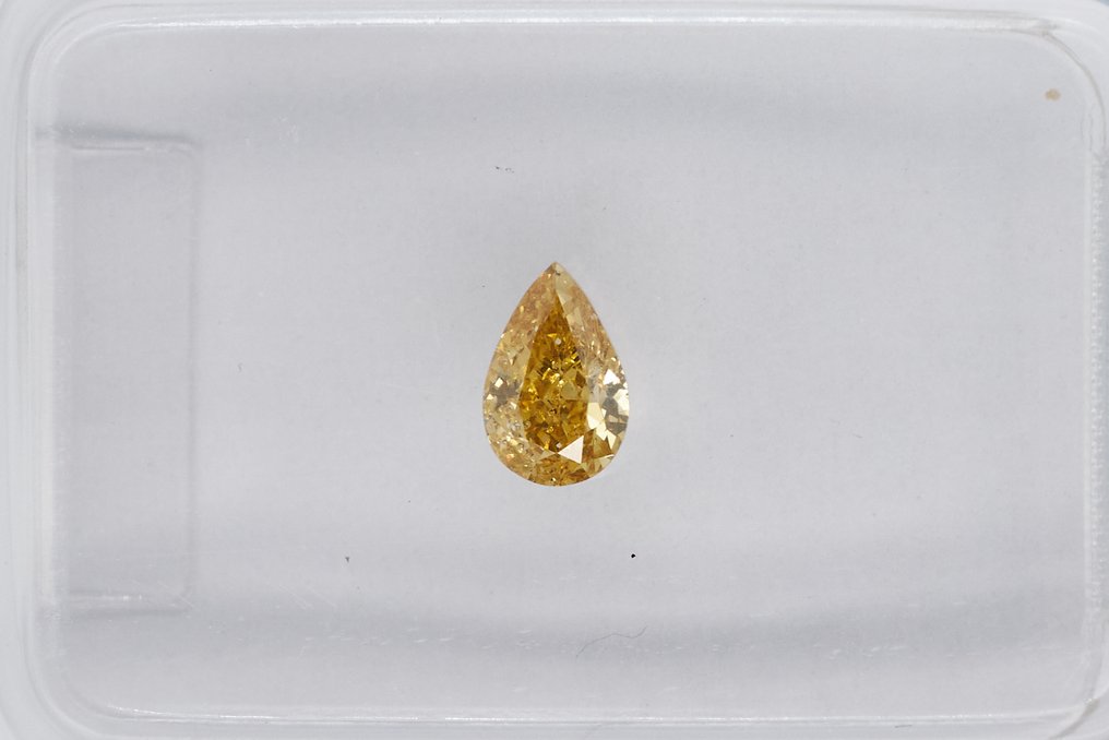 没有保留价 - 1 pcs 钻石  (天然色彩的)  - 0.27 ct - 梨形 - Fancy intense 稍帶棕色的 黄色 - SI2 微内含二级 - 国际宝石研究院（IGI） #2.1