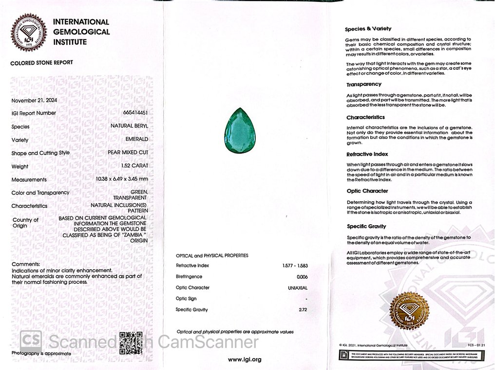 2 pcs  绿色 祖母绿  - 2.30 ct - 国际宝石研究院（IGI） #1.0