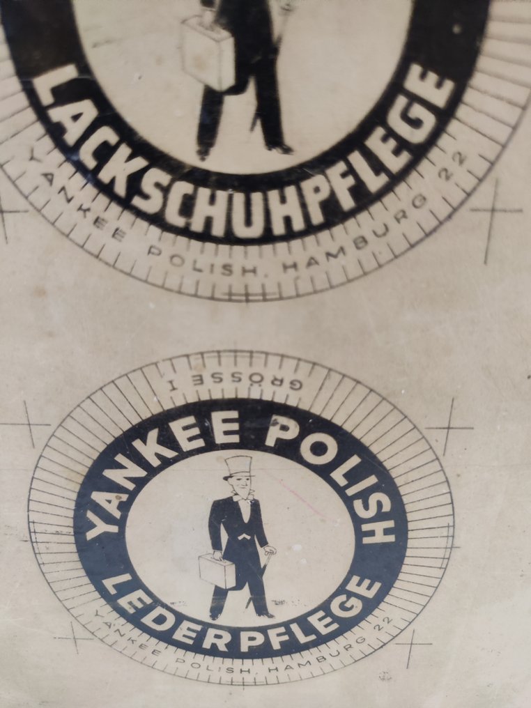 Yankee Polish - stone Printing block on which Yankee Polish advertised shoe polish products - Reklameplakat - Sten #3.2