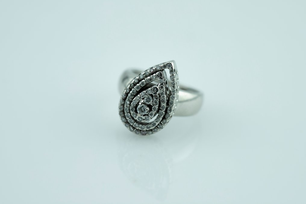 戒指 - 18 克拉 白金 鉆石 (天然)  #4.3