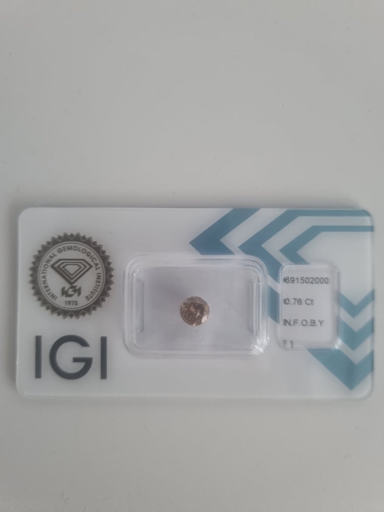 1 pcs Diamante  (Naturale)  - 0.76 ct - Rotondo - I1 - International Gemological Institute (IGI) #1.0