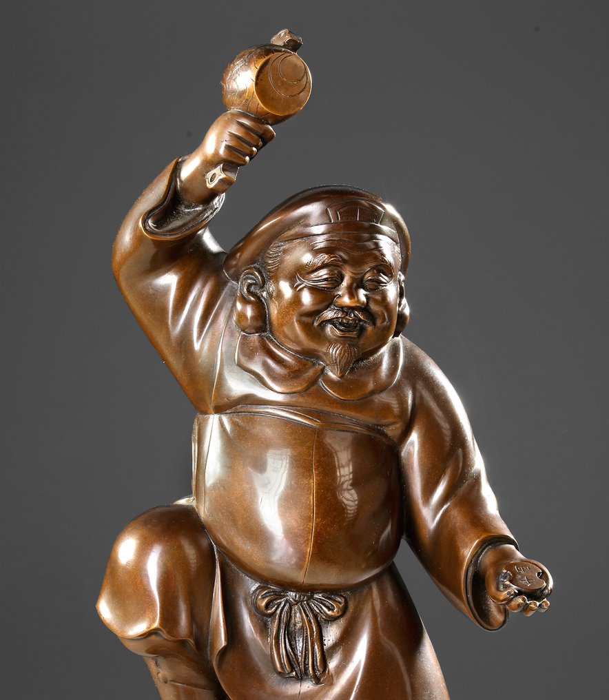 Okimono 置物 大黒天 - 铜绿青铜 - 'Eizan' 栄山 - 日本 - 大正时期/昭和早期（20世纪初） #1.0