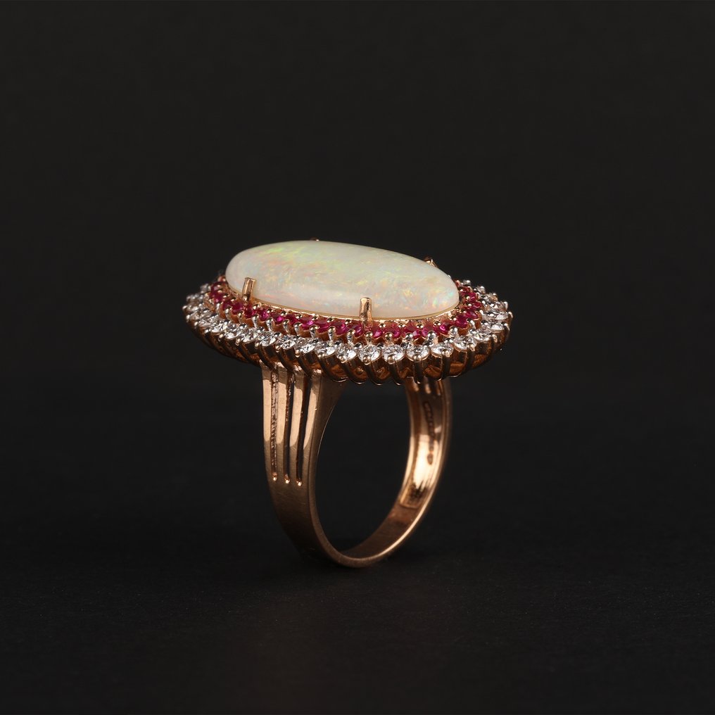 Ring - 18 kt Roségold -  6.15ct. tw. Opal - Rubin #4.3
