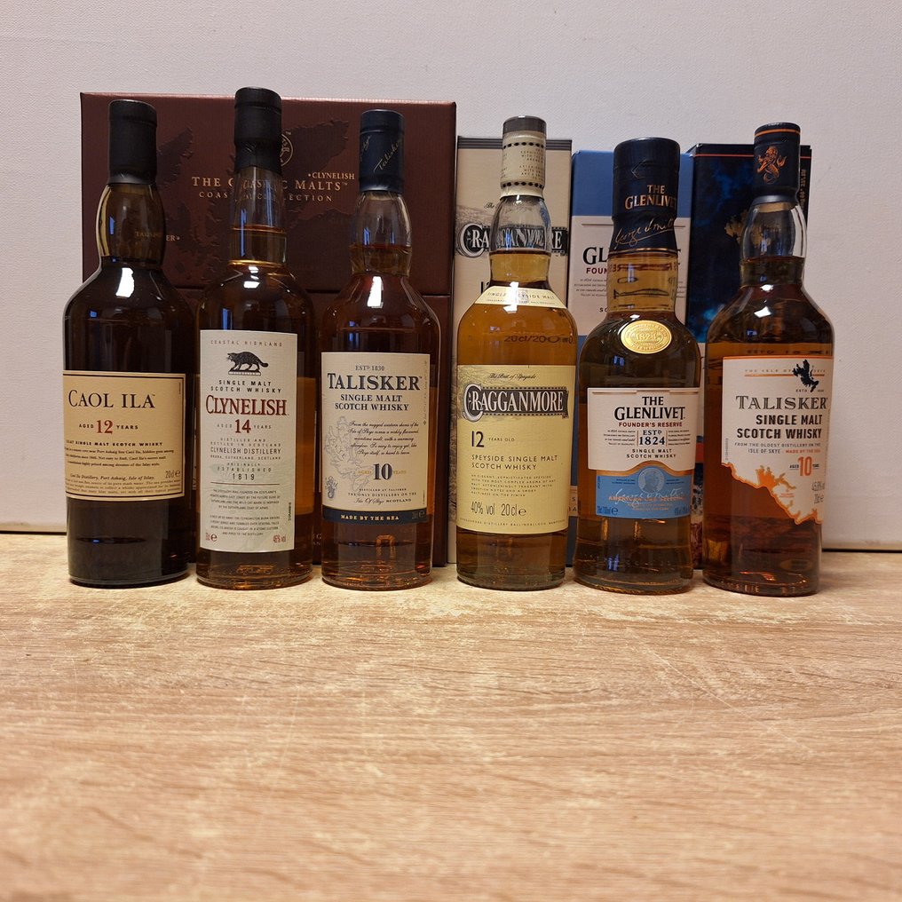 Caol Ila 12yo + Clynelish 14yo + Talisker 10yo + Cragganmore 12yo + Glenlivet Founder's Reserve + Talisker 10yo - 20 cl - 6 flaschen #1.0