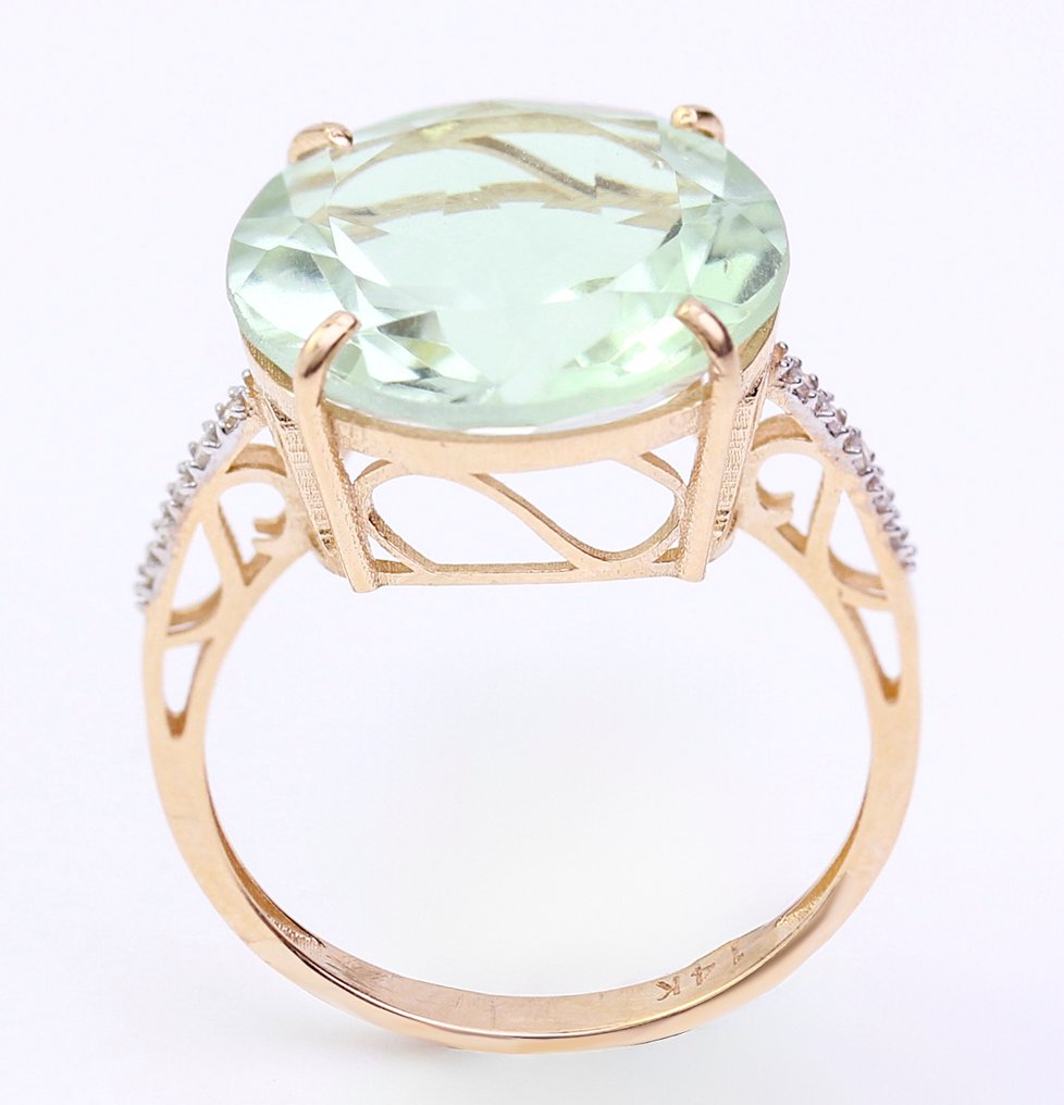 Sans prix de réserve - Bague - 14 carats Or jaune Améthyste - Diamant #4.3