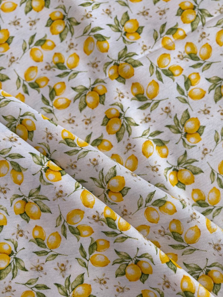 Amalfi-part stílusú szövet limonikkal és narancsvirágokkal. - Textil - 2.48 m - 2.8 m #3.2